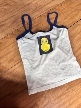 Kids White & Navy Duck Graphic Tank Top